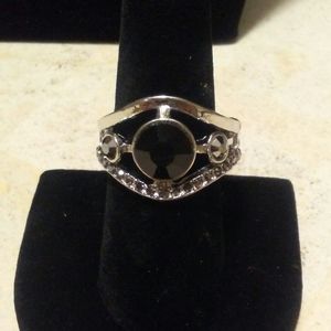 Paparazzi Black stone ring with cz's